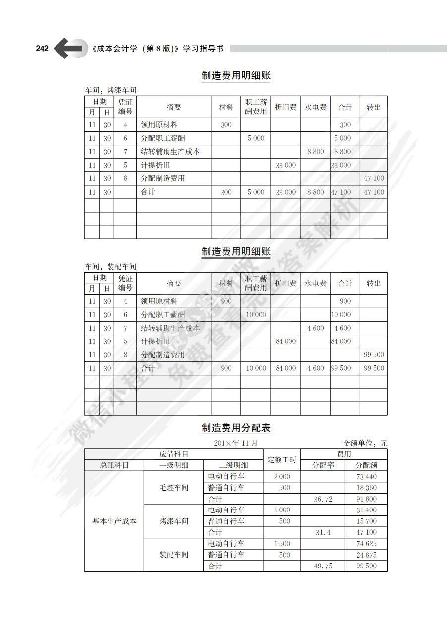 成本会计学模拟实训第8版