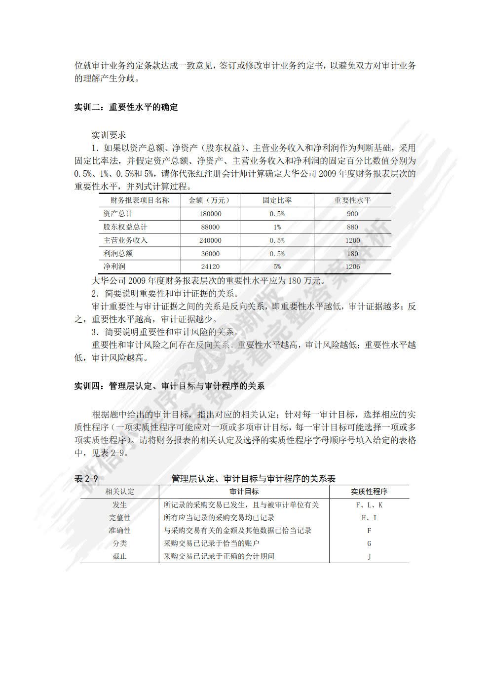 审计实训教程（第三版）