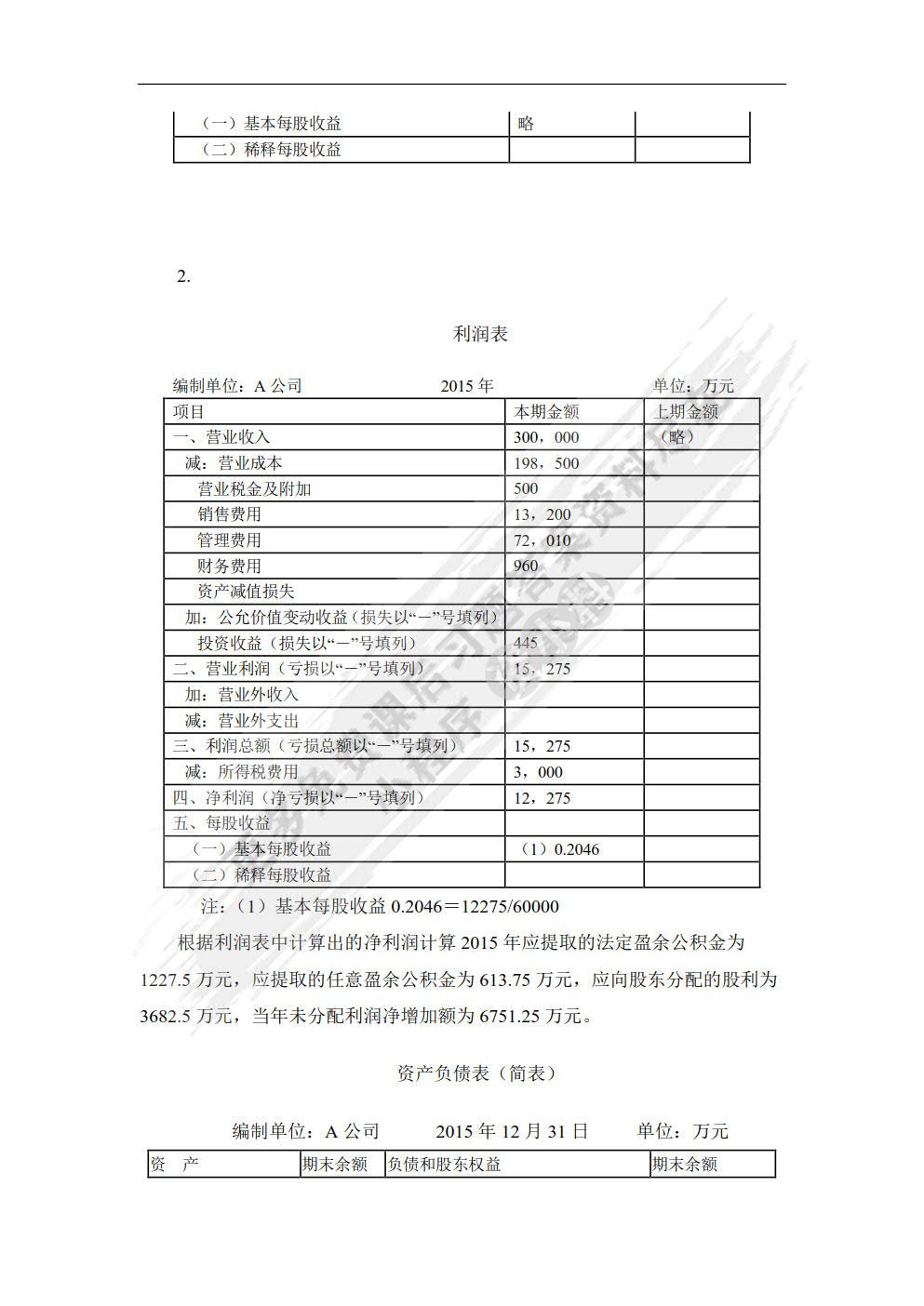 财务报表编制与分析