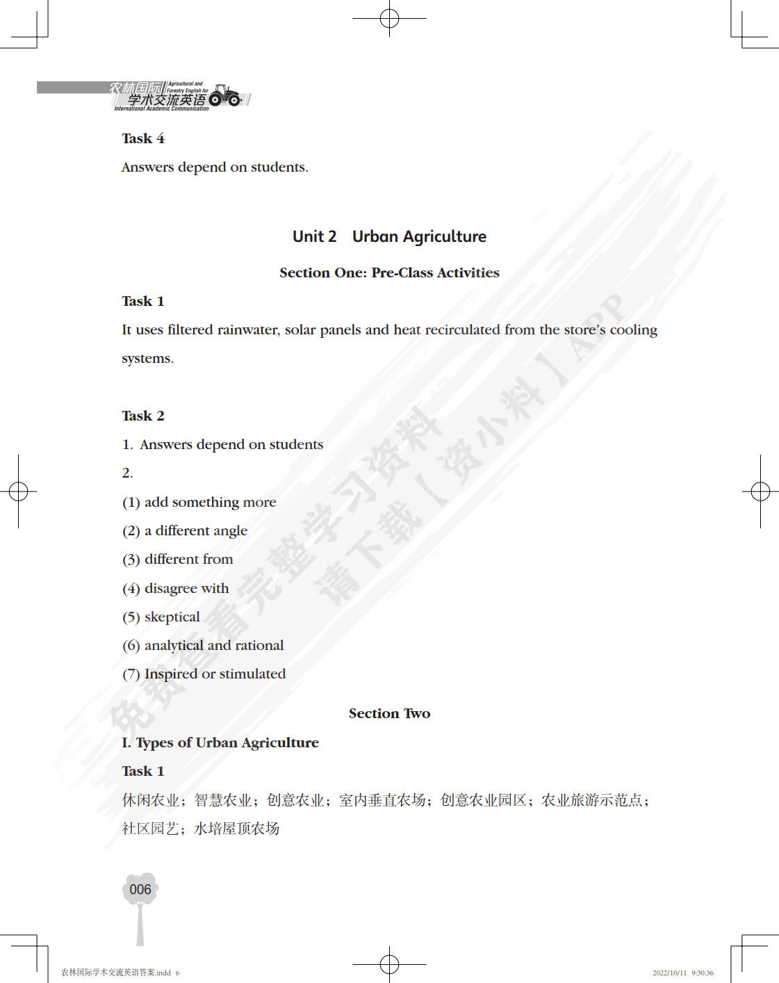 农林国际学术交流英语