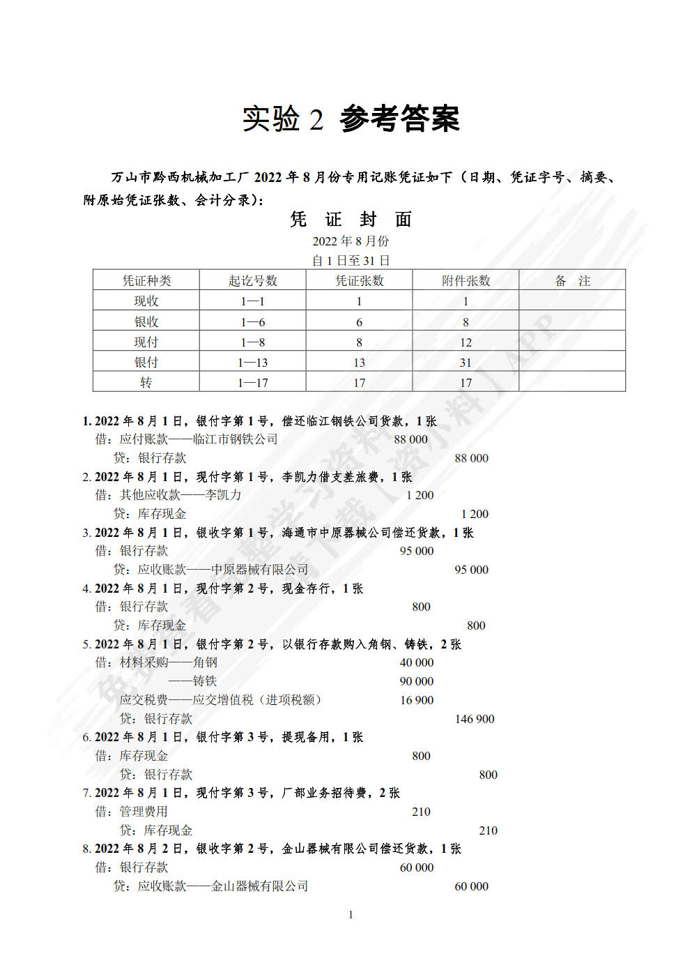 会计学原理课程实验（第六版）