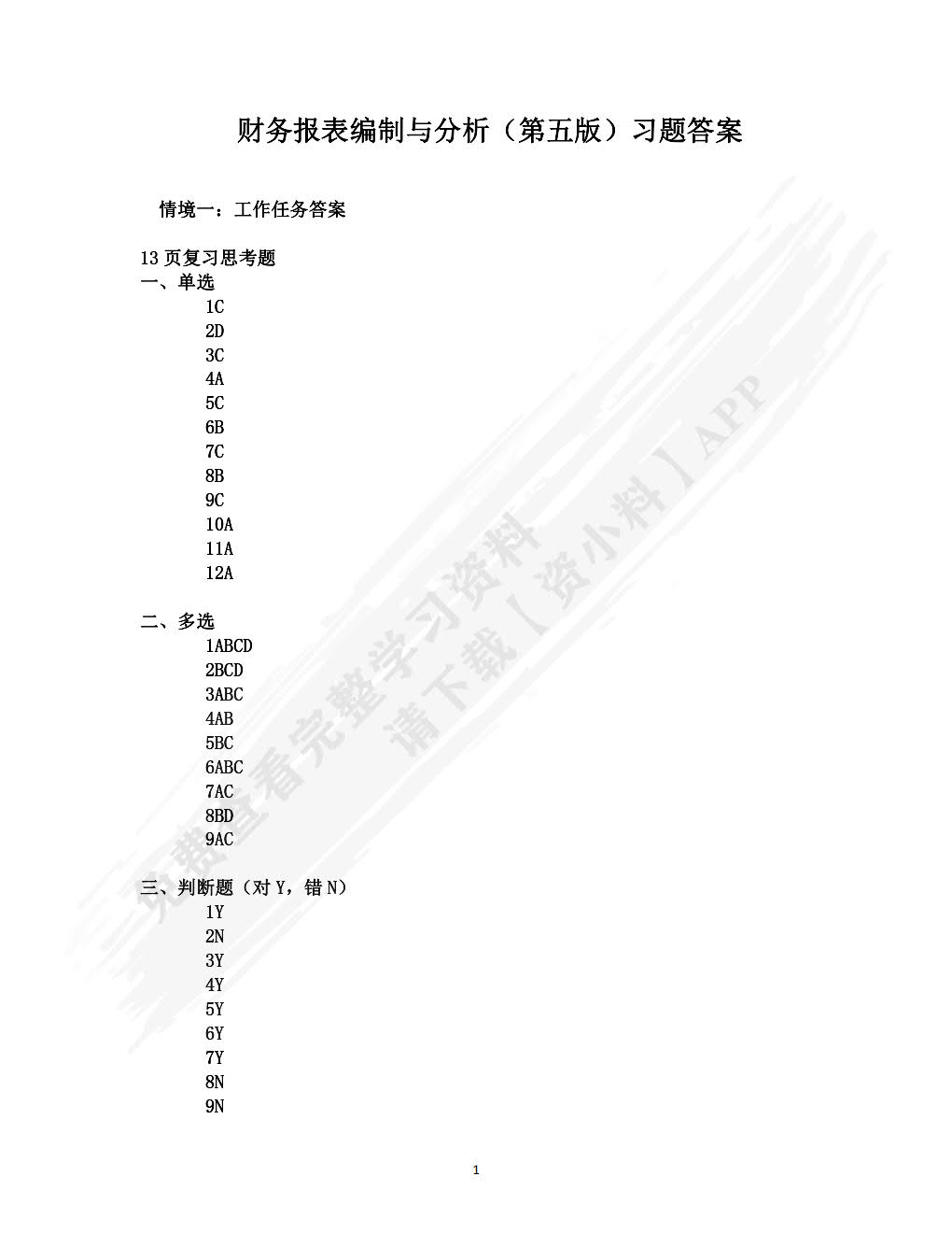 财务报表编制与分析（第五版）