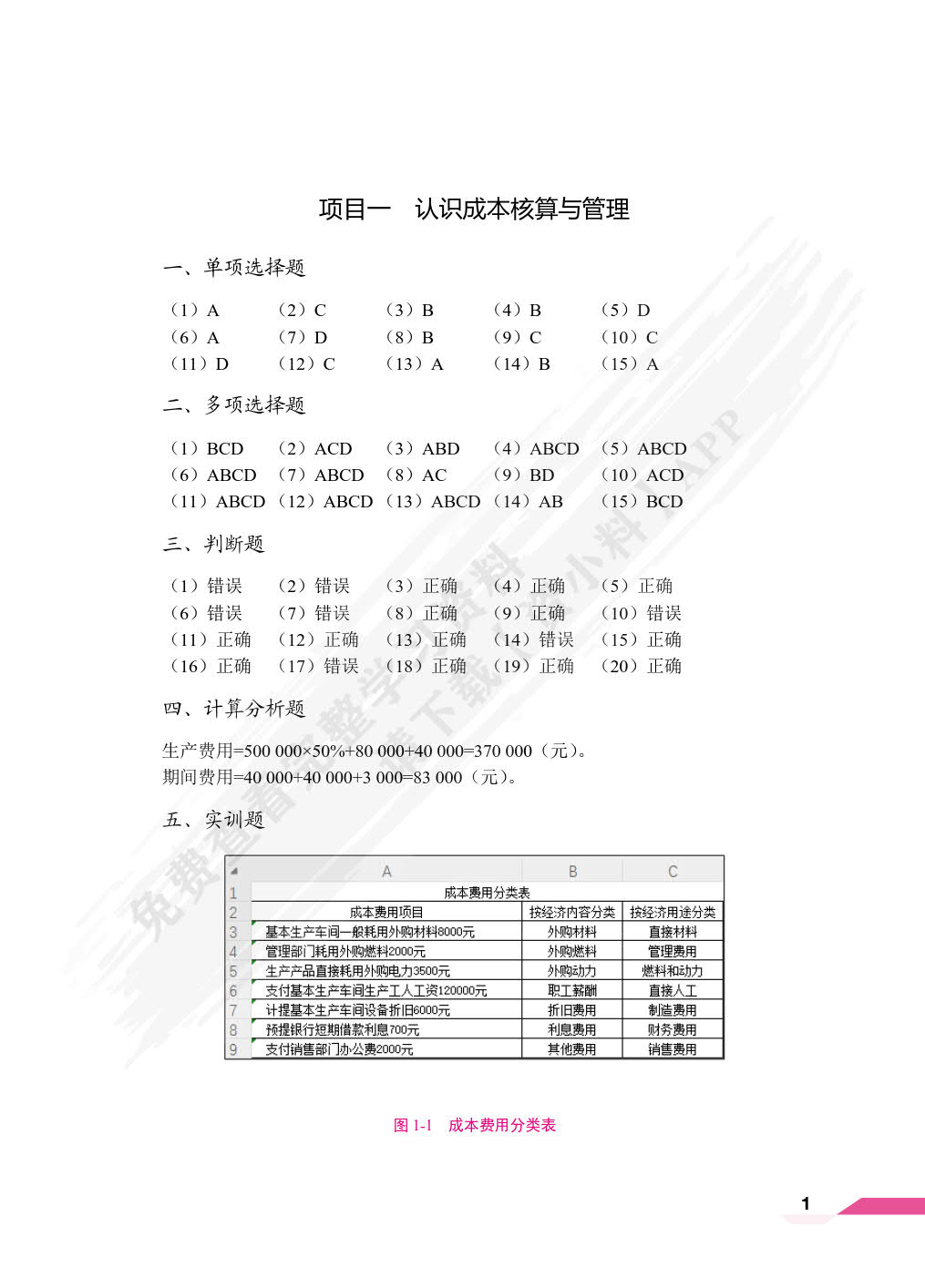 智能化成本核算与管理实训（双色）