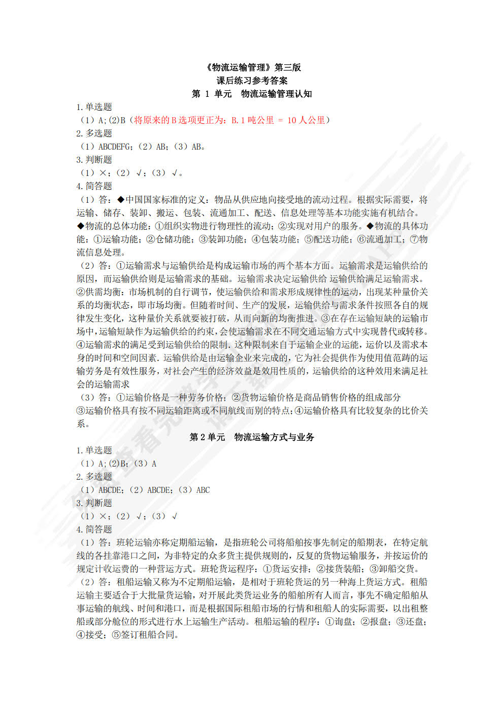 物流运输管理（第四版）