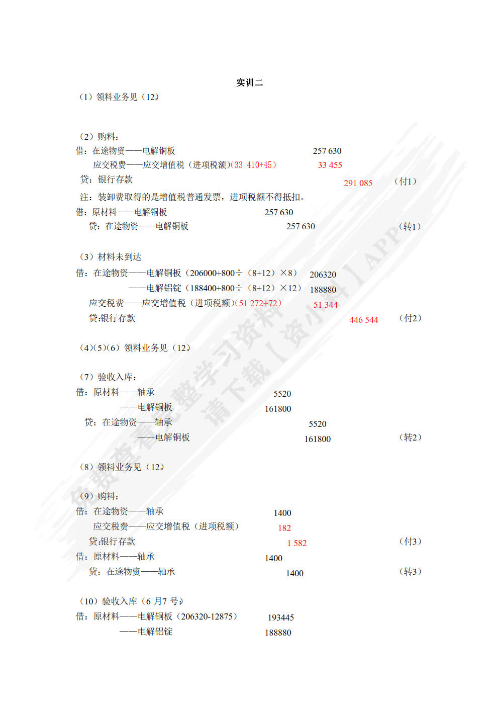 财务会计实训教程（第六版）