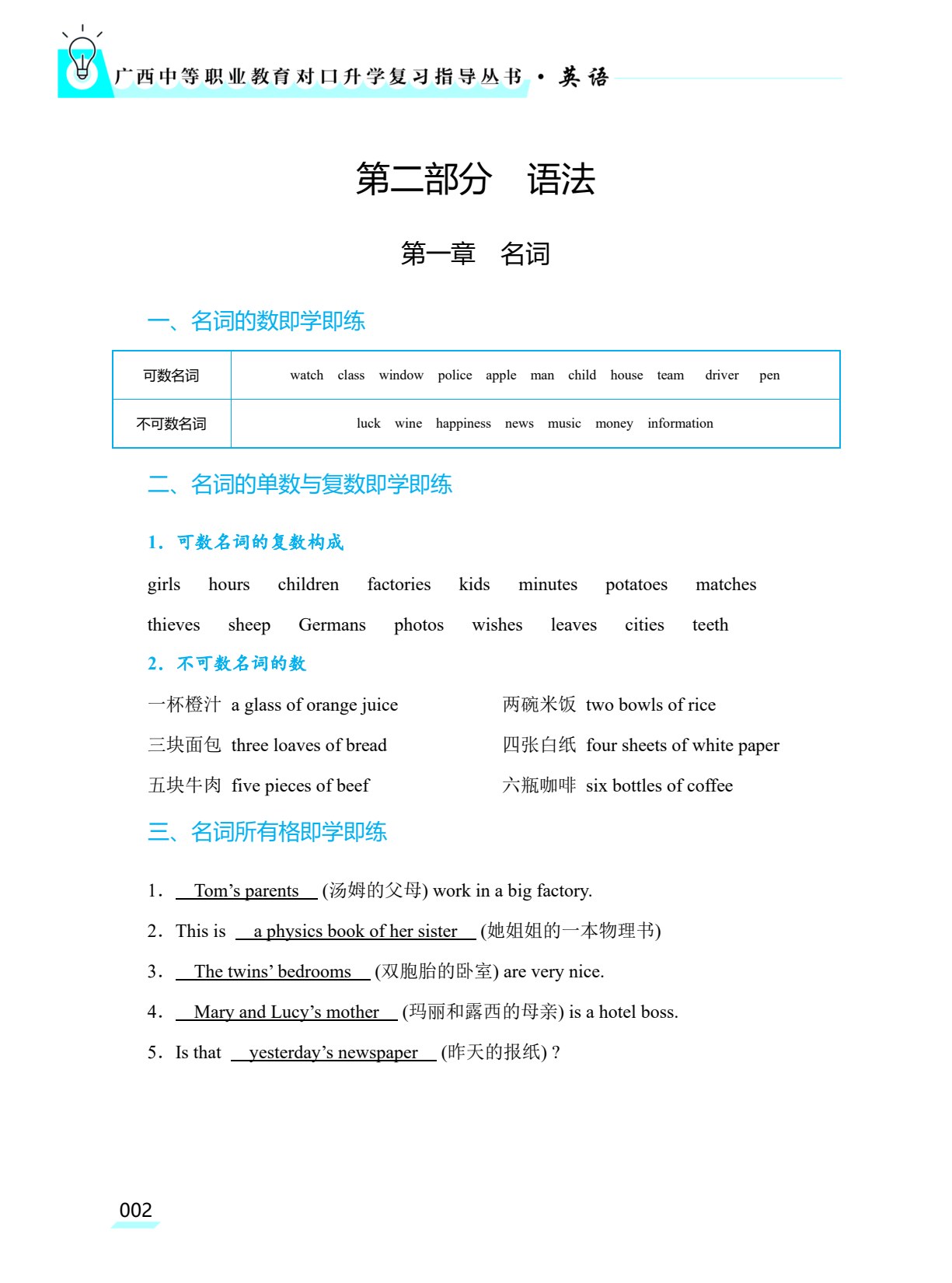 广西对口升学考试复习指导&middot;英语
