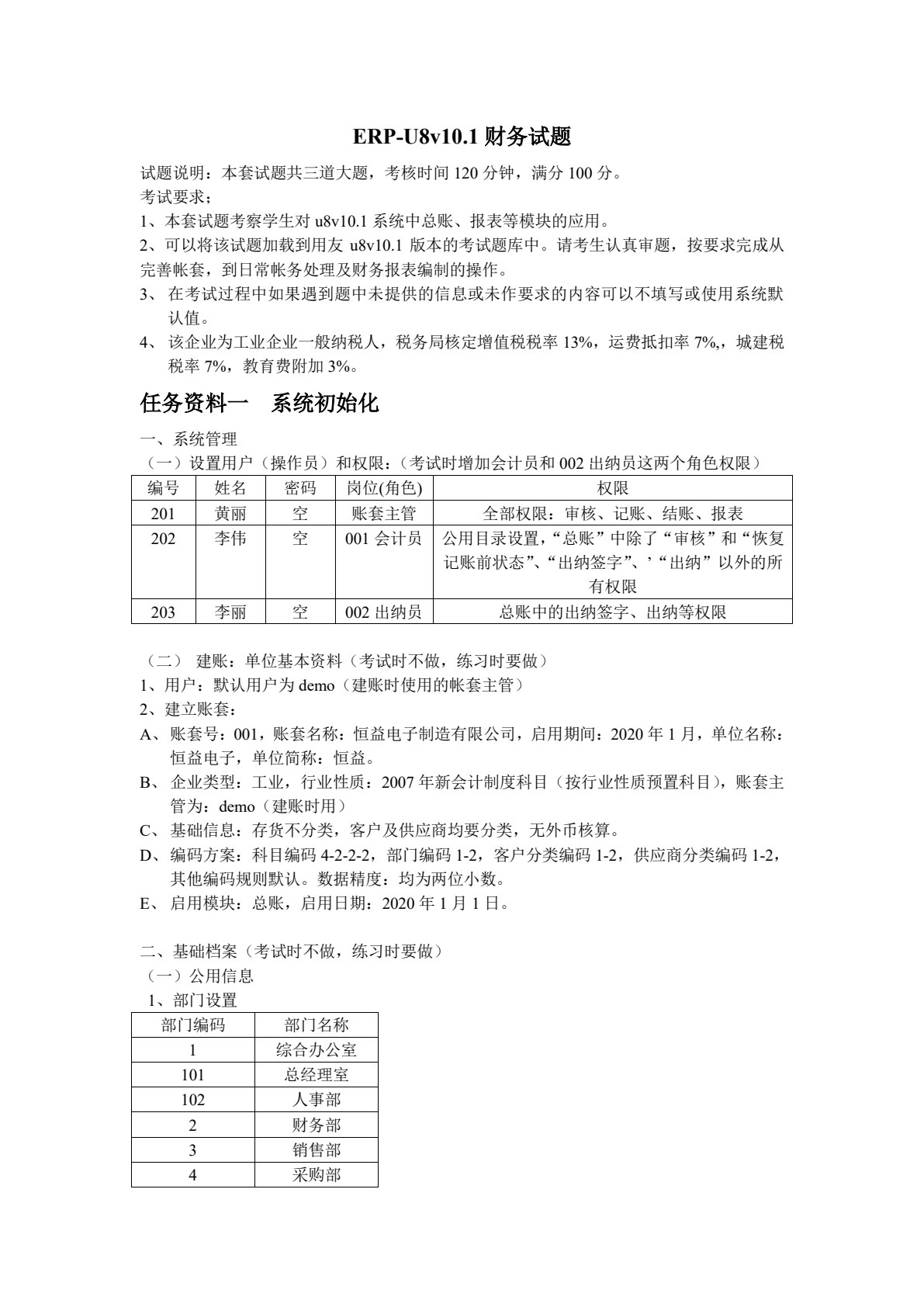 会计信息化岗位应用（用友ERP-U8V10.1版）