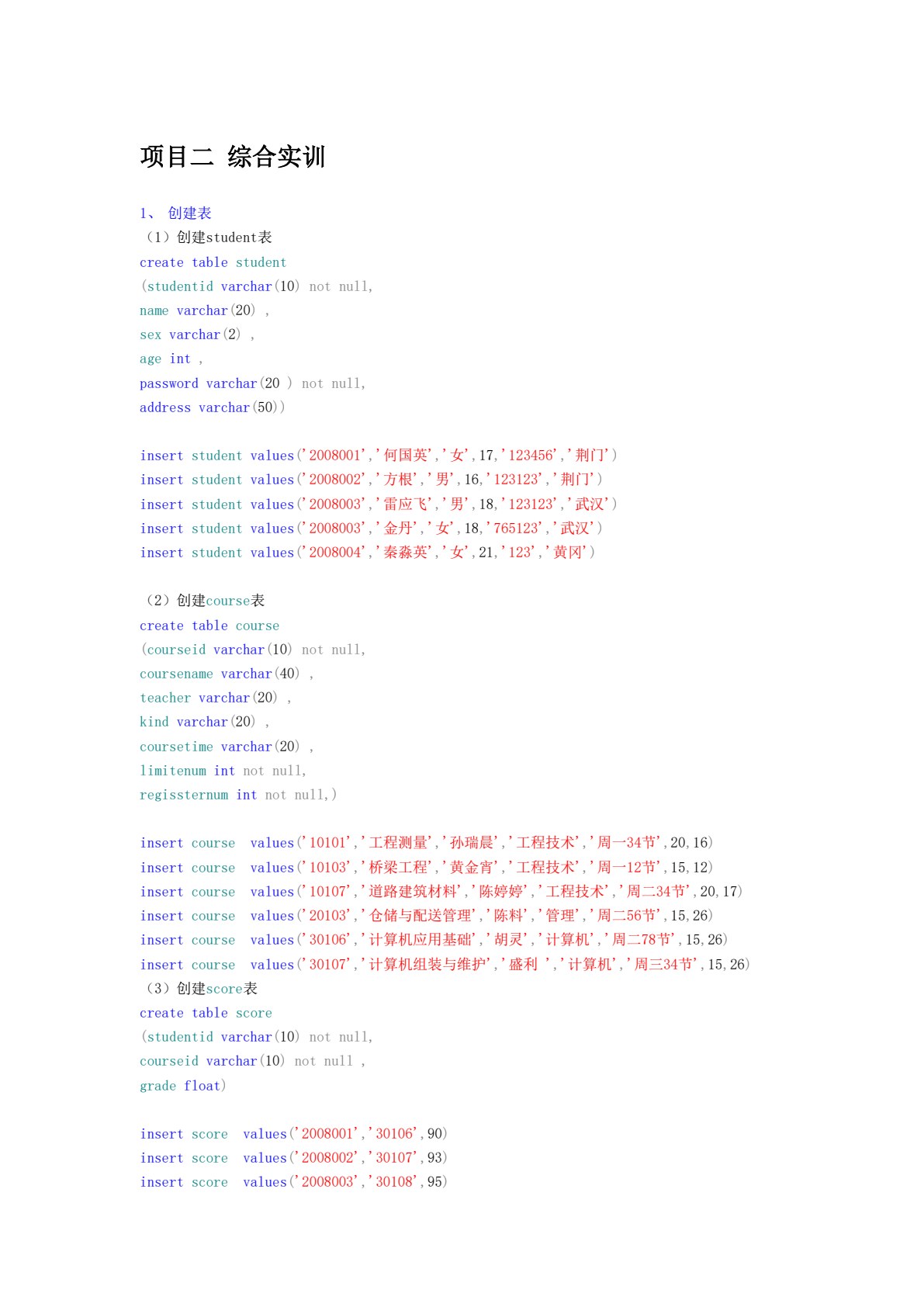 SQL Server 2012 数据库项目教程接口技术