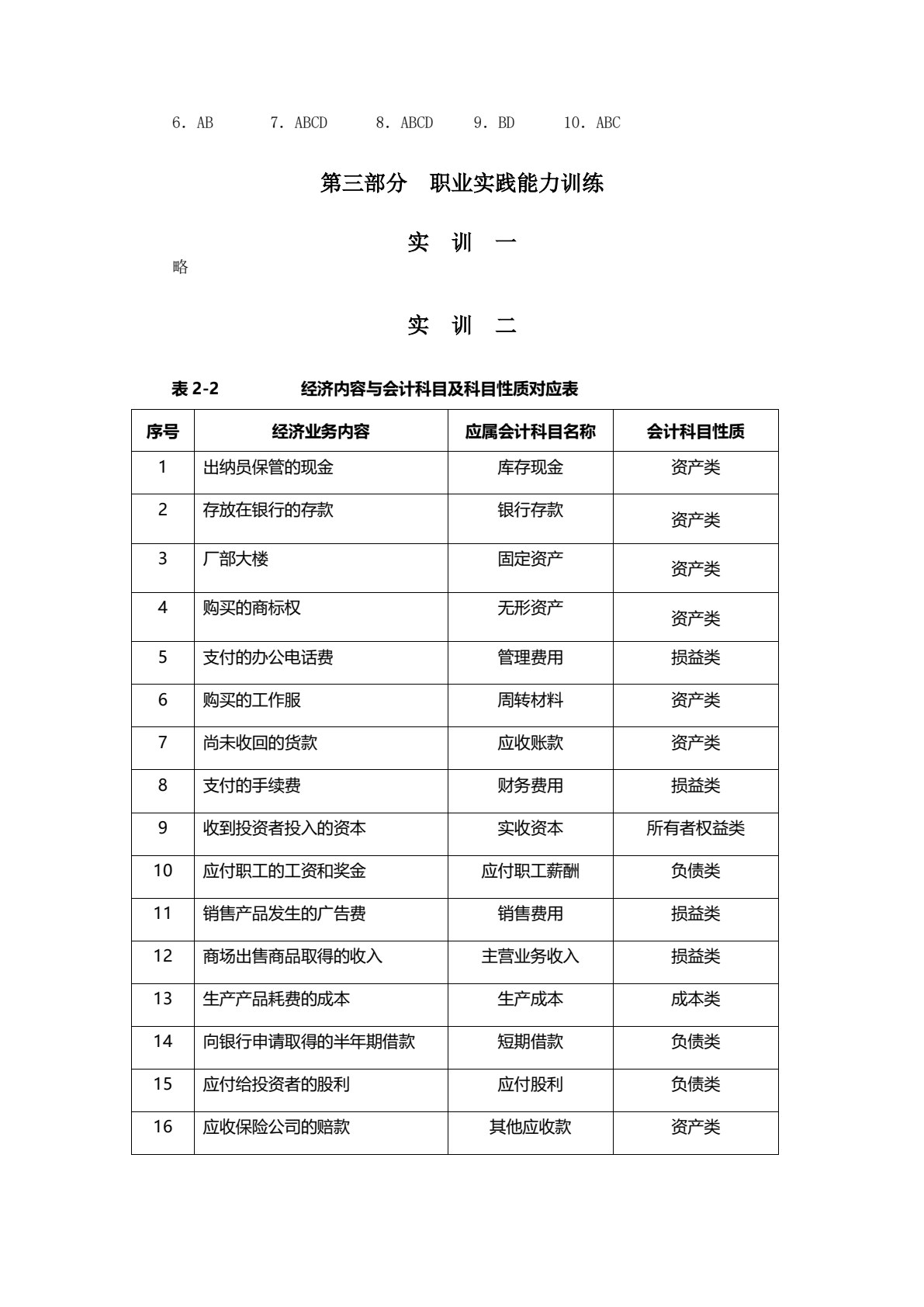 基础会计学习题与实训（2020修订）
