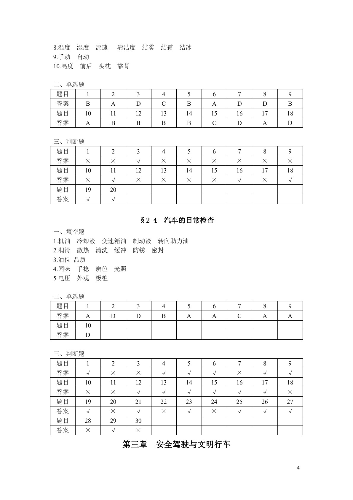 汽车驾驶技术（第四版）习题册