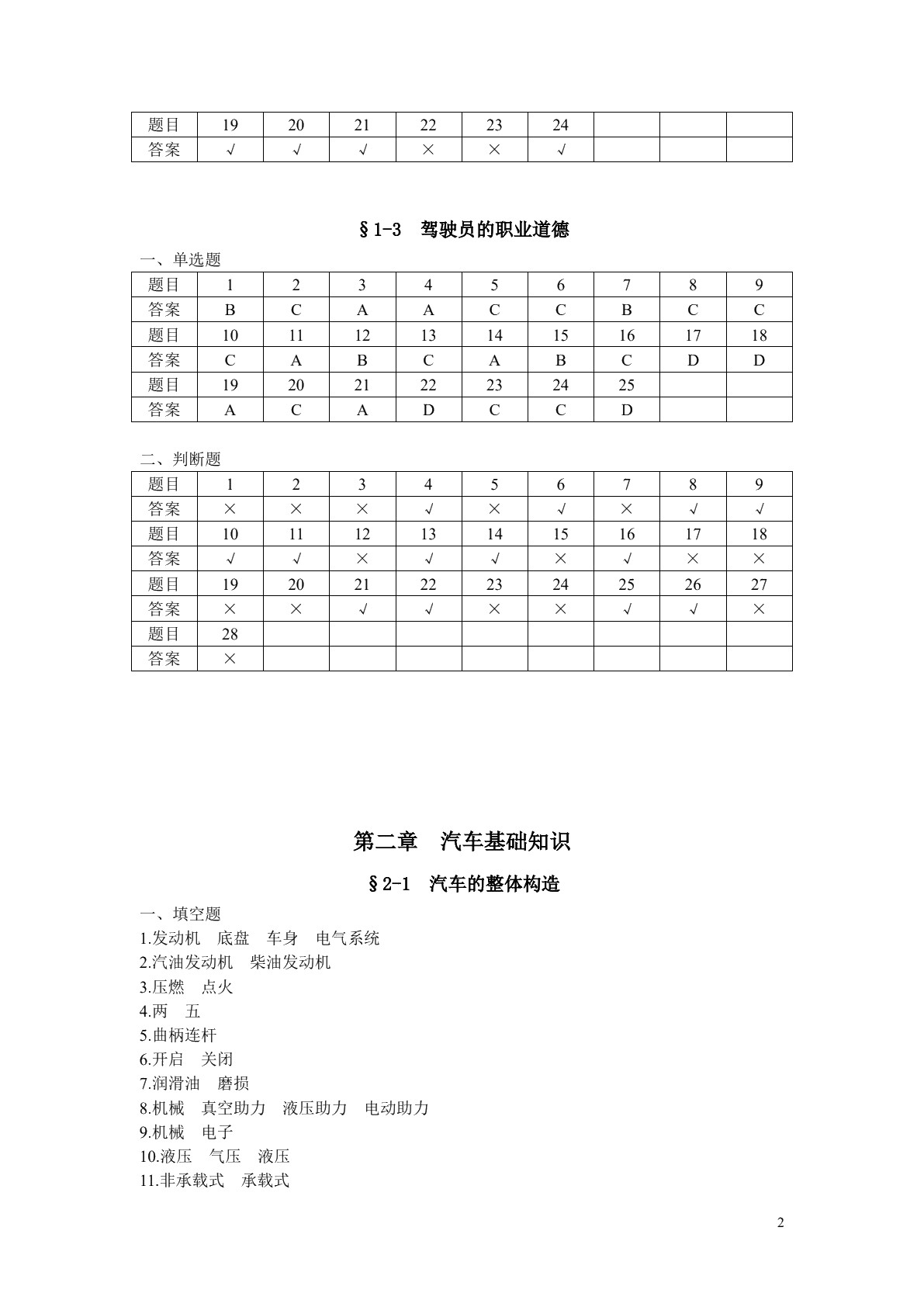 汽车驾驶技术（第四版）习题册