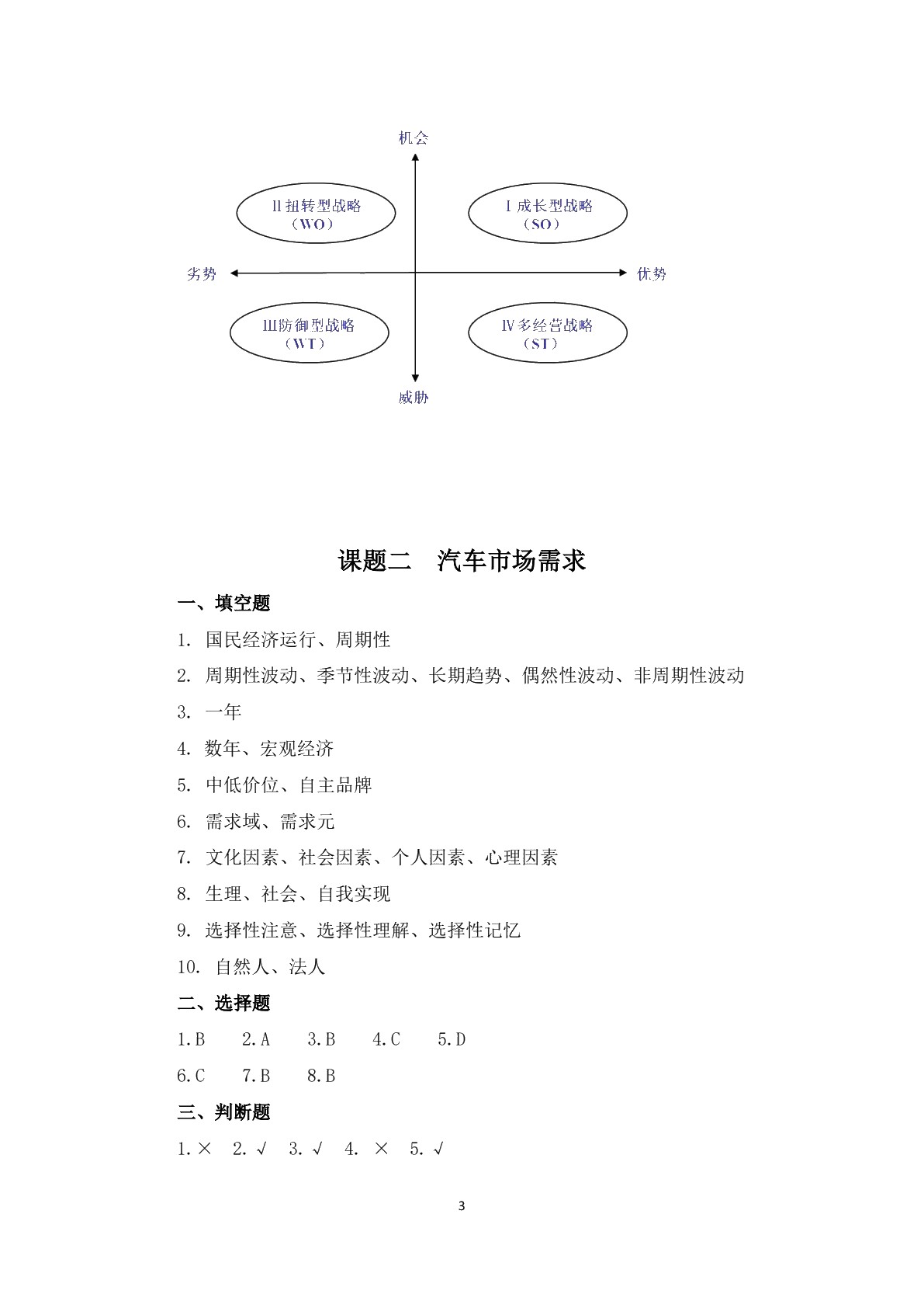 汽车营销与服务（第二版）习题册