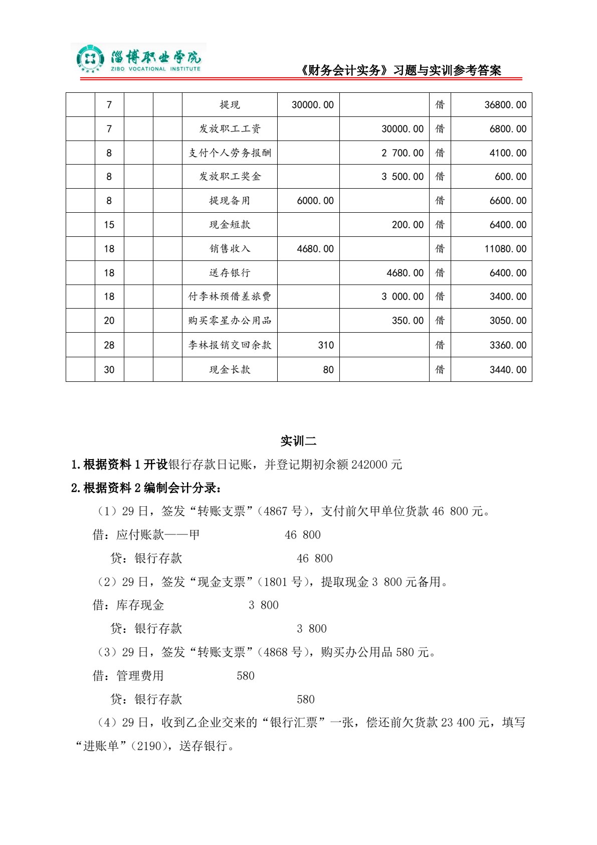 财务会计习题与实训（第二版）