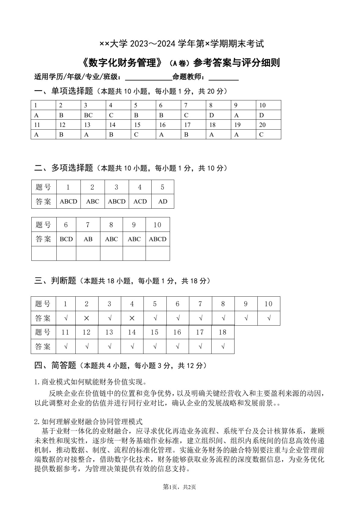 数字化财务管理
